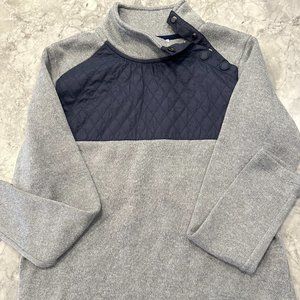 Vineyard Vines snap collar shep shirt, heather gray with navy snap collar, small